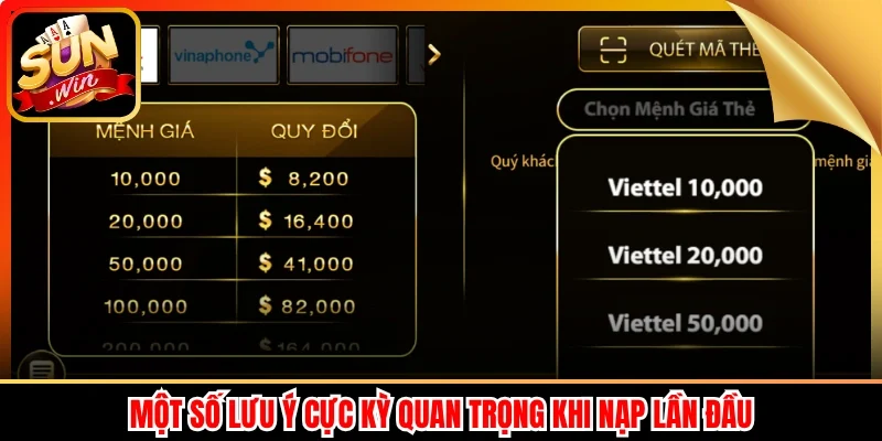 Một số lưu ý cực kỳ quan trọng khi nạp lần đầu 